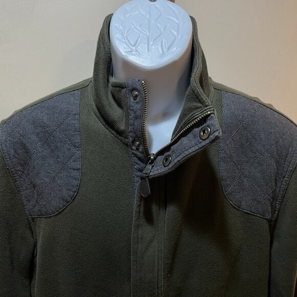 Banana Republic Men's green w/ gray full zip Cardigan Sweater jacket Large L - Picture 1 of 6